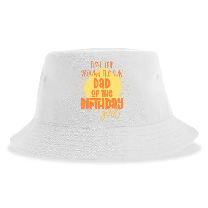 Dad Birthday Girl First Trip Around The Sun Galaxy Party Sustainable Bucket Hat