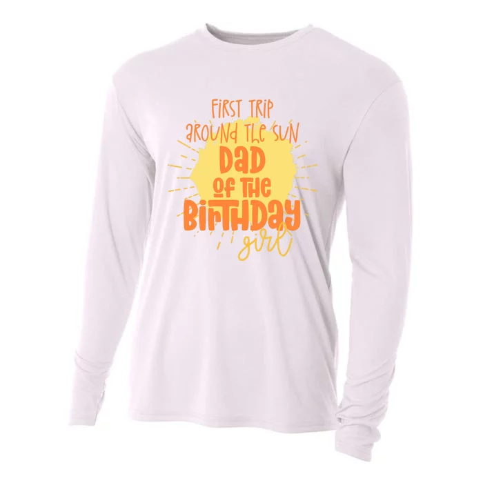 Dad Birthday Girl First Trip Around The Sun Galaxy Party Cooling Performance Long Sleeve Crew