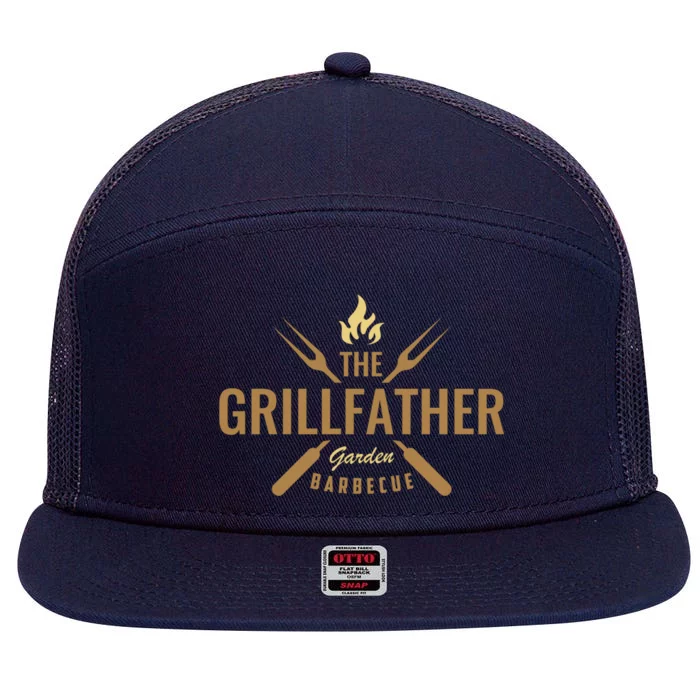 Dad Barbecue Grilling Father Funny Present The Grillfather Gift 7 Panel Mesh Trucker Snapback Hat