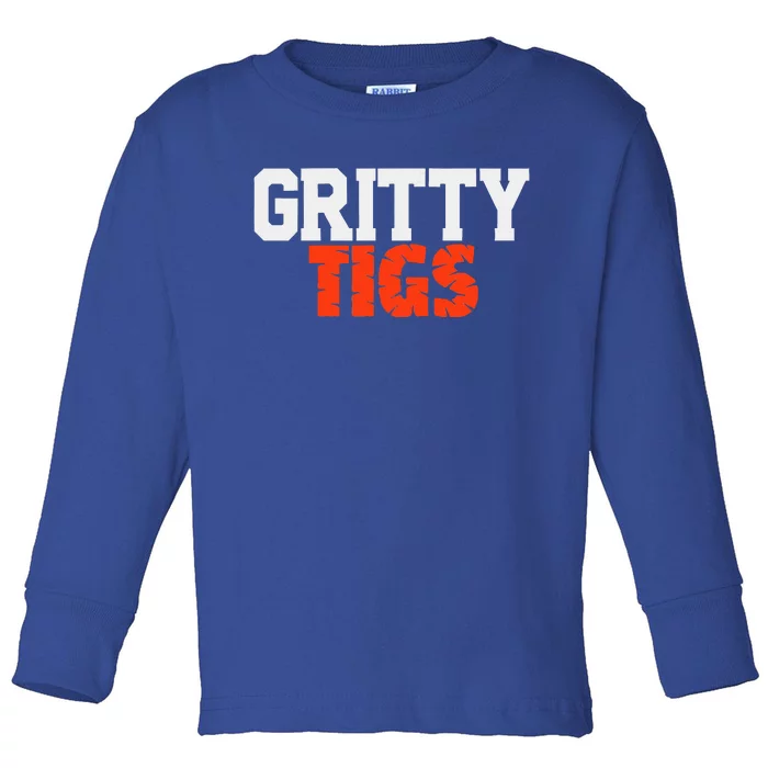 Detroit Baseball Gritty Tigs Toddler Long Sleeve Shirt