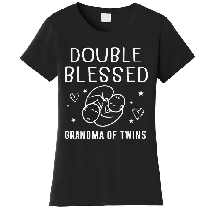 Double Blessed Grandma Of Twins Nana Grandmother Funny Women's T-Shirt