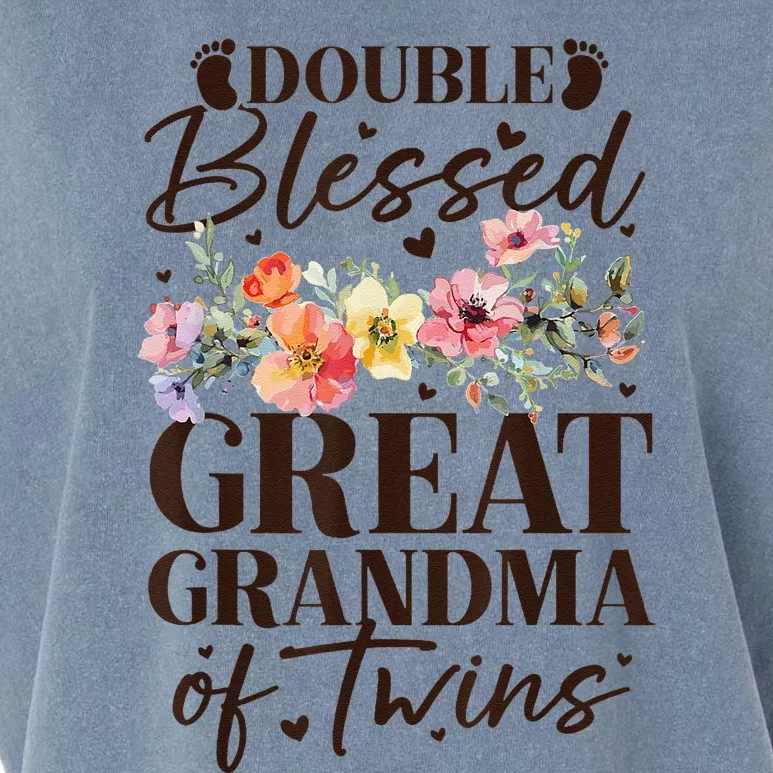 Double Blessed Great Grandma Of Twins Funny Twin Garment-Dyed Women's Muscle Tee