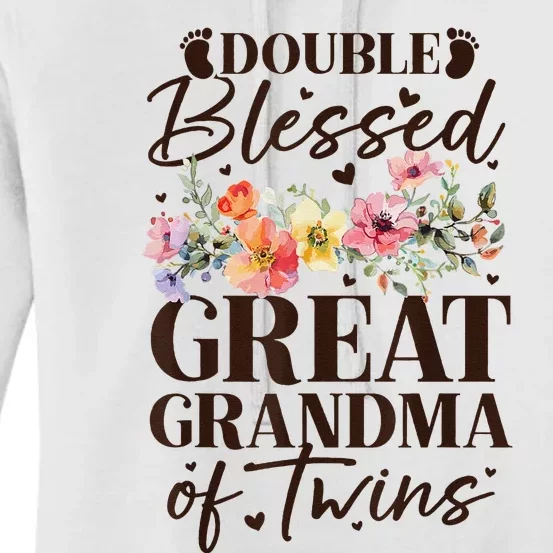 Double Blessed Great Grandma Of Twins Funny Twin Women's Pullover Hoodie