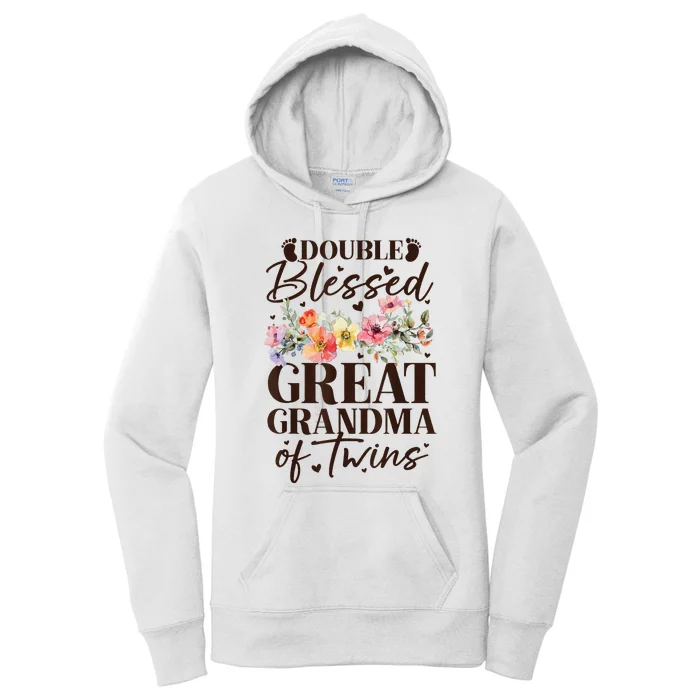 Double Blessed Great Grandma Of Twins Funny Twin Women's Pullover Hoodie