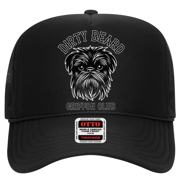 Dirty Beard Griffon Club Brussels Griffon Dog Biker High Crown Mesh Trucker Hat