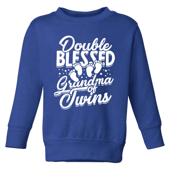 Double Blessed Grandma Of Twins Family Grandson Gift Toddler Sweatshirt