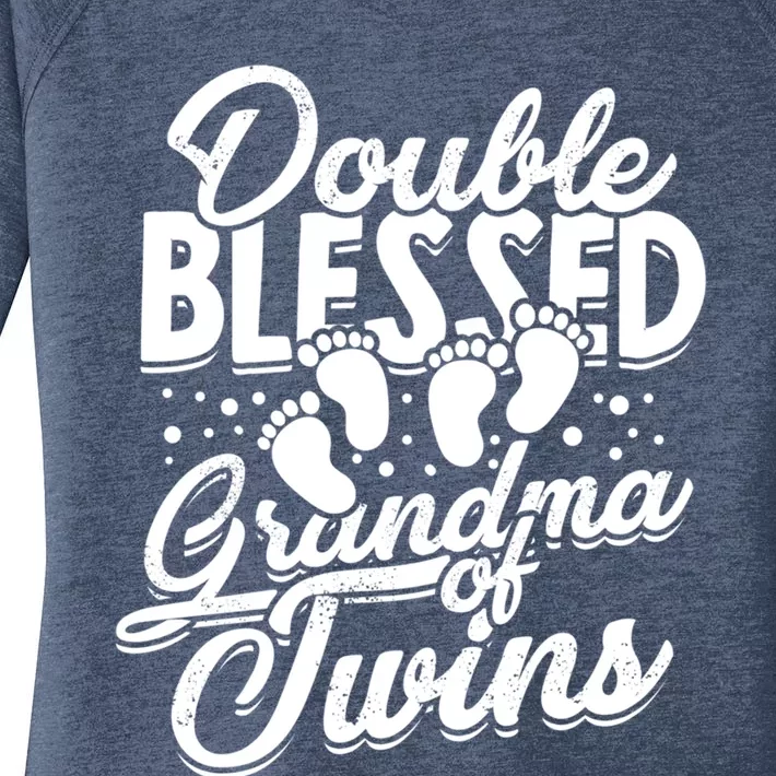 Double Blessed Grandma Of Twins Family Grandson Gift Women's Perfect Tri Tunic Long Sleeve Shirt