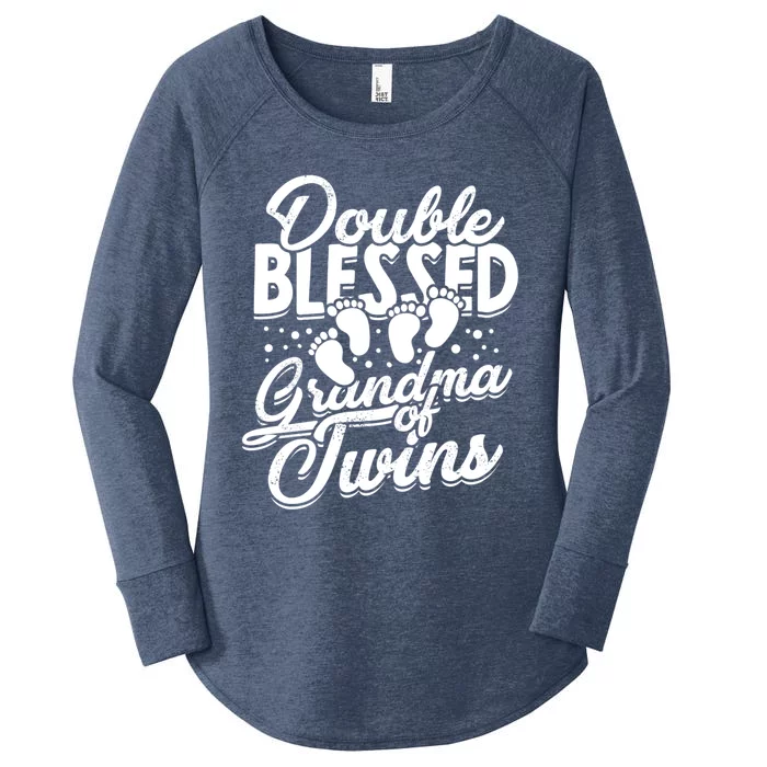 Double Blessed Grandma Of Twins Family Grandson Gift Women's Perfect Tri Tunic Long Sleeve Shirt