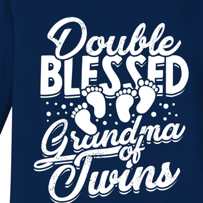 Double Blessed Grandma Of Twins Family Grandson Gift Baby Long Sleeve Bodysuit