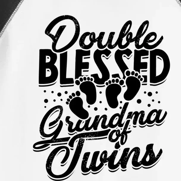 Double Blessed Grandma Of Twins Family Grandson Gift Toddler Fine Jersey T-Shirt