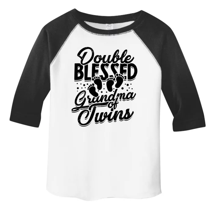 Double Blessed Grandma Of Twins Family Grandson Gift Toddler Fine Jersey T-Shirt