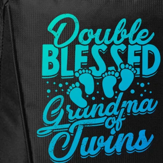 Double Blessed Grandma Of Twins Family Grandson Gift City Backpack