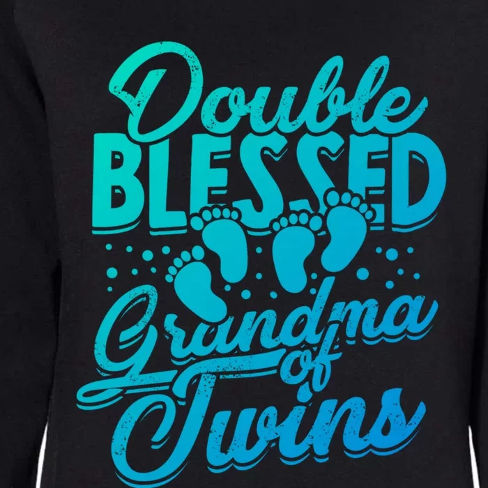 Double Blessed Grandma Of Twins Family Grandson Gift Womens California Wash Sweatshirt