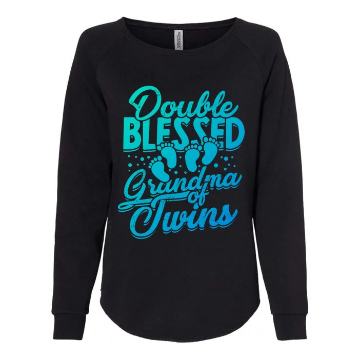 Double Blessed Grandma Of Twins Family Grandson Gift Womens California Wash Sweatshirt