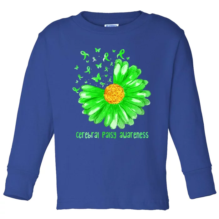 Daisy Butterfly Green Ribbon Cerebral Palsy Awareness Gift Toddler Long Sleeve Shirt