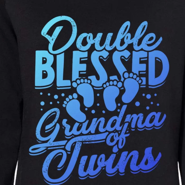 Double Blessed Grandma Of Twins Family Grandson Gift Womens California Wash Sweatshirt