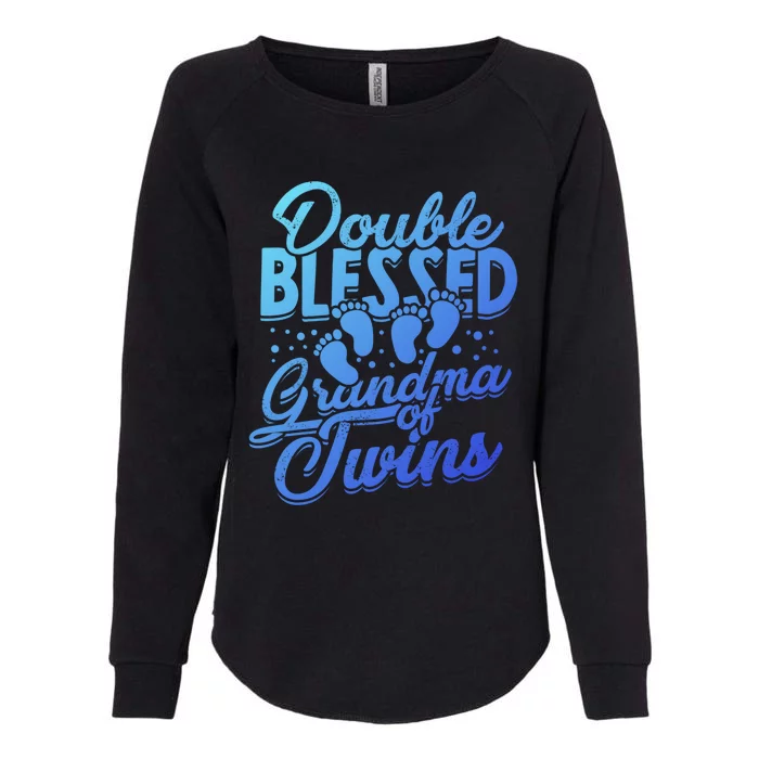 Double Blessed Grandma Of Twins Family Grandson Gift Womens California Wash Sweatshirt