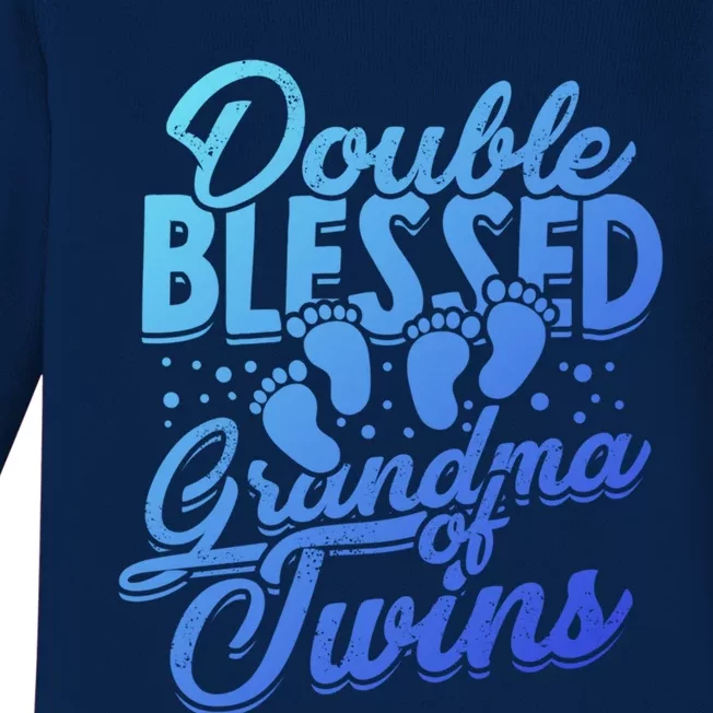 Double Blessed Grandma Of Twins Family Grandson Gift Baby Long Sleeve Bodysuit