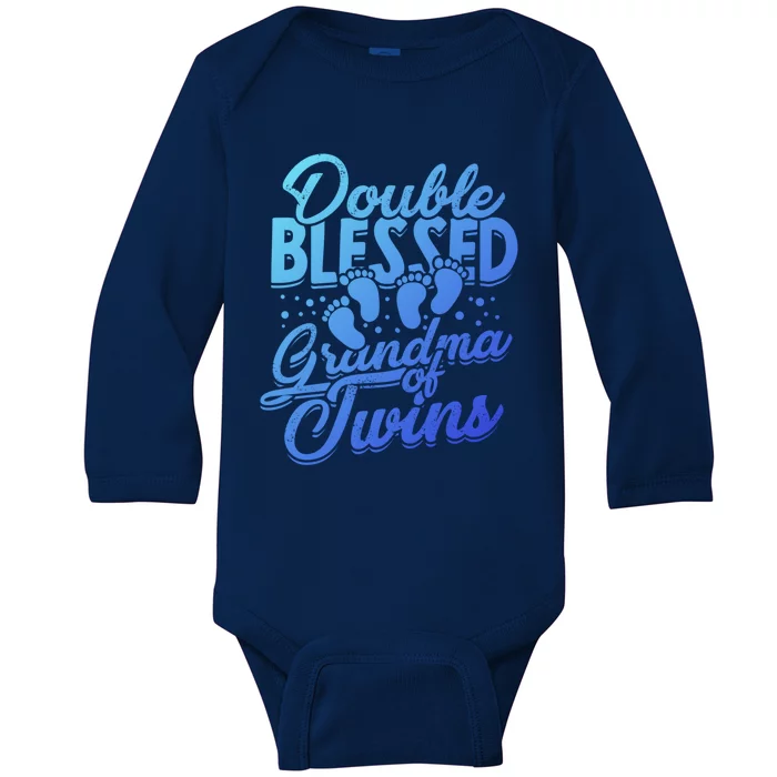 Double Blessed Grandma Of Twins Family Grandson Gift Baby Long Sleeve Bodysuit