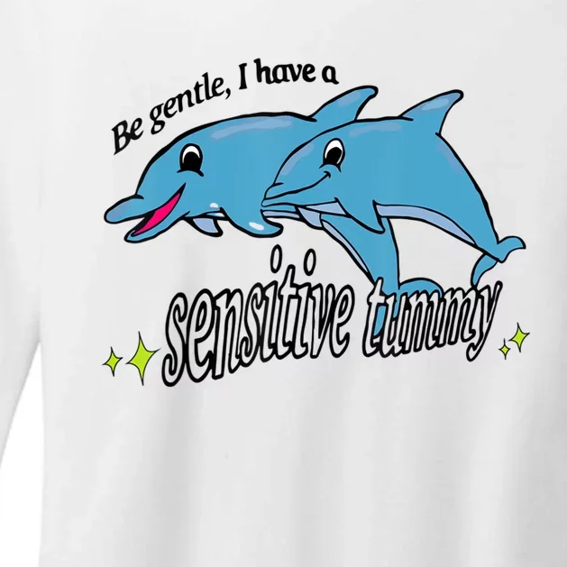 Dolphin Be Gentle I Have A Sensitive Tummy Funny Dolphin Womens CVC Long Sleeve Shirt