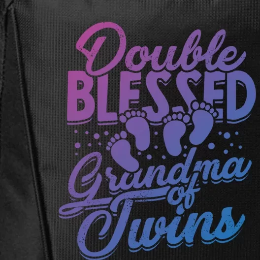 Double Blessed Grandma Of Twins Family Grandson Gift City Backpack