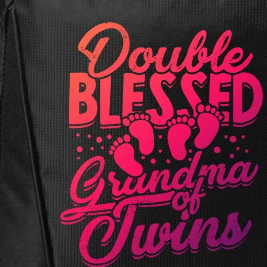 Double Blessed Grandma Of Twins Family Grandson Gift City Backpack