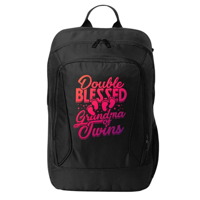 Double Blessed Grandma Of Twins Family Grandson Gift City Backpack