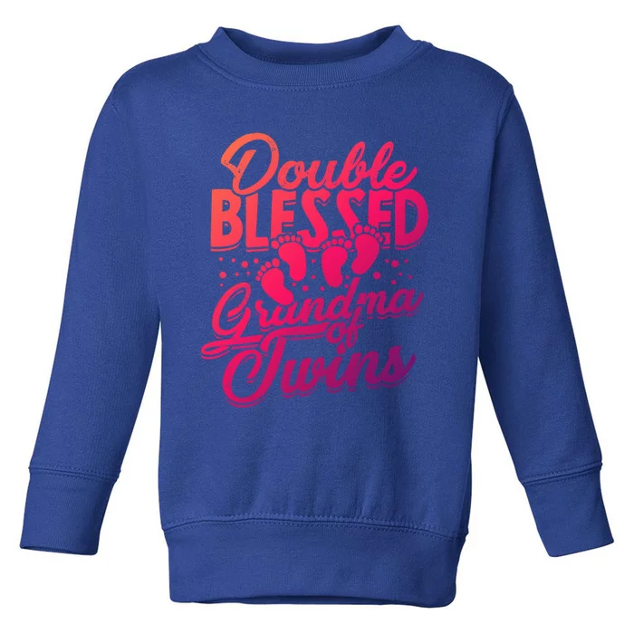 Double Blessed Grandma Of Twins Family Grandson Gift Toddler Sweatshirt