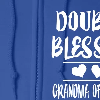 Double Blessed Grandma Of Twins Grandmother Gift Full Zip Hoodie