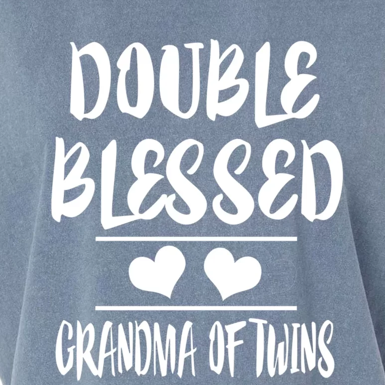 Double Blessed Grandma Of Twins Grandmother Gift Garment-Dyed Women's Muscle Tee