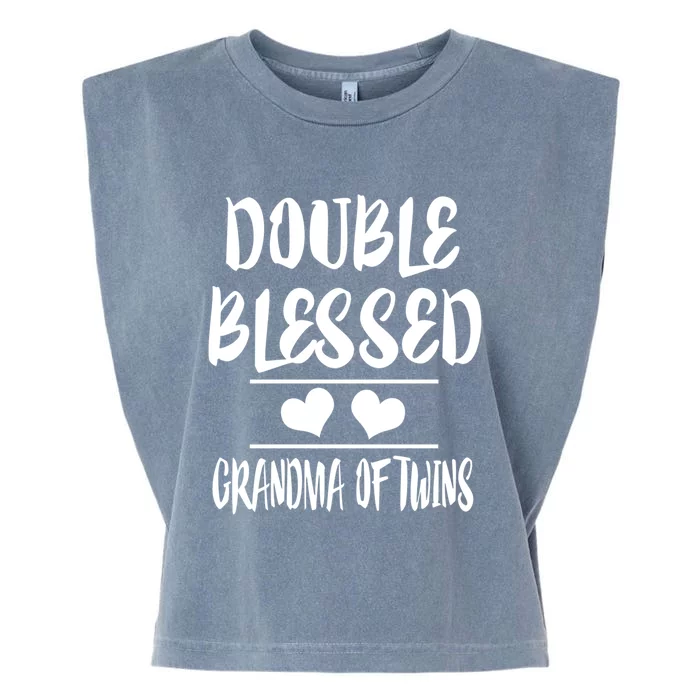 Double Blessed Grandma Of Twins Grandmother Gift Garment-Dyed Women's Muscle Tee