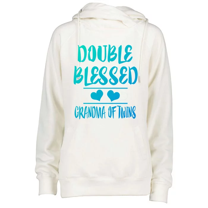 Double Blessed Grandma Of Twins Grandmother Gift Womens Funnel Neck Pullover Hood