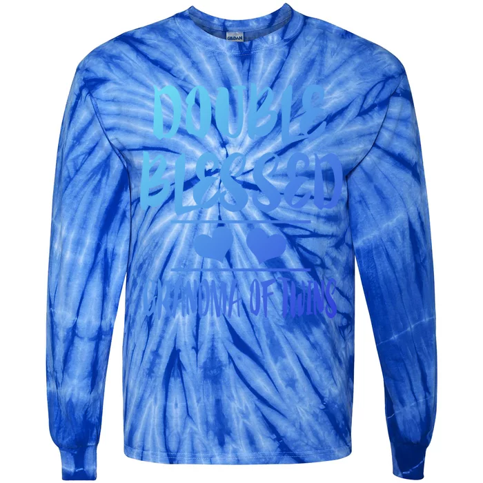 Double Blessed Grandma Of Twins Grandmother Gift Tie-Dye Long Sleeve Shirt