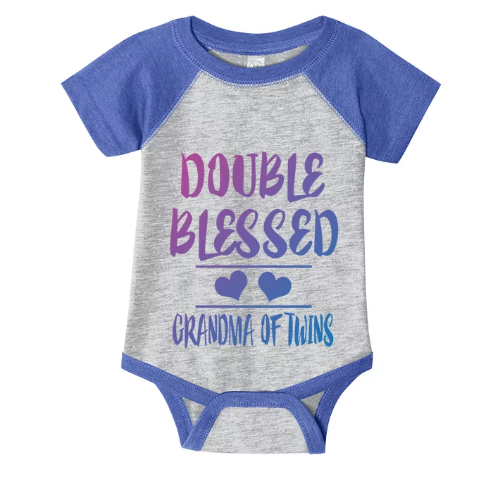 Double Blessed Grandma Of Twins Grandmother Gift Infant Baby Jersey Bodysuit