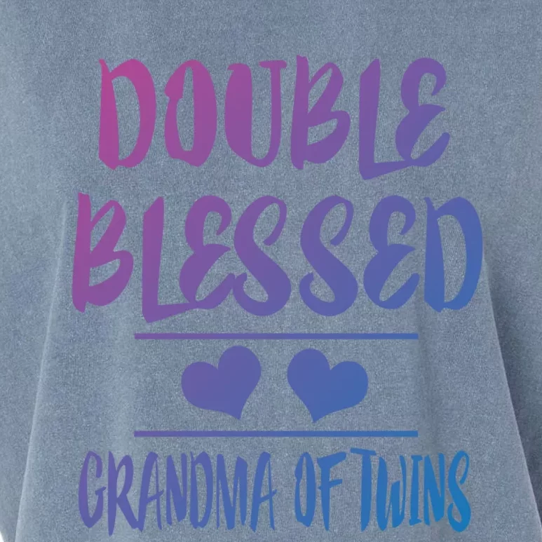 Double Blessed Grandma Of Twins Grandmother Gift Garment-Dyed Women's Muscle Tee