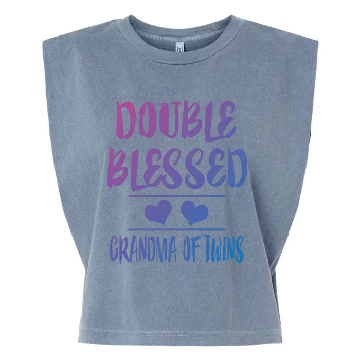 Double Blessed Grandma Of Twins Grandmother Gift Garment-Dyed Women's Muscle Tee