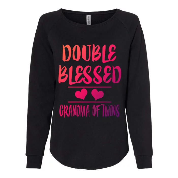 Double Blessed Grandma Of Twins Grandmother Gift Womens California Wash Sweatshirt