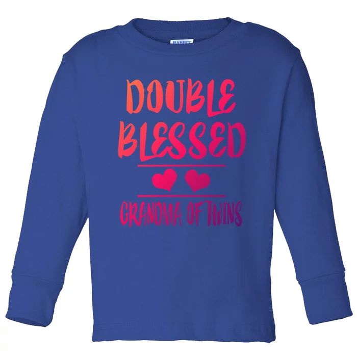 Double Blessed Grandma Of Twins Grandmother Gift Toddler Long Sleeve Shirt