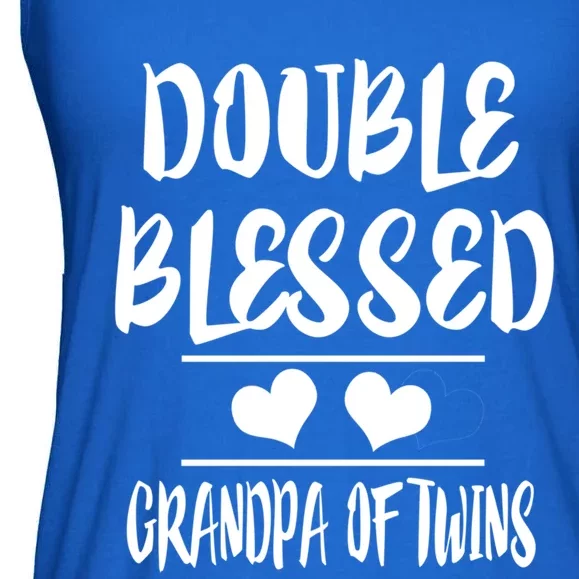 Double Blessed Grandpa Of Twins Grandfather Gift Ladies Essential Flowy Tank