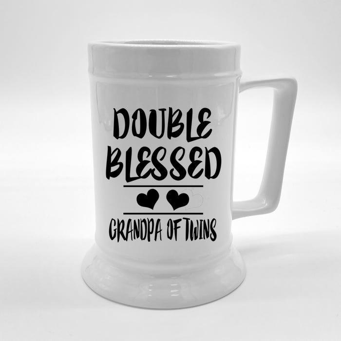 Double Blessed Grandpa Of Twins Grandfather Gift Front & Back Beer Stein