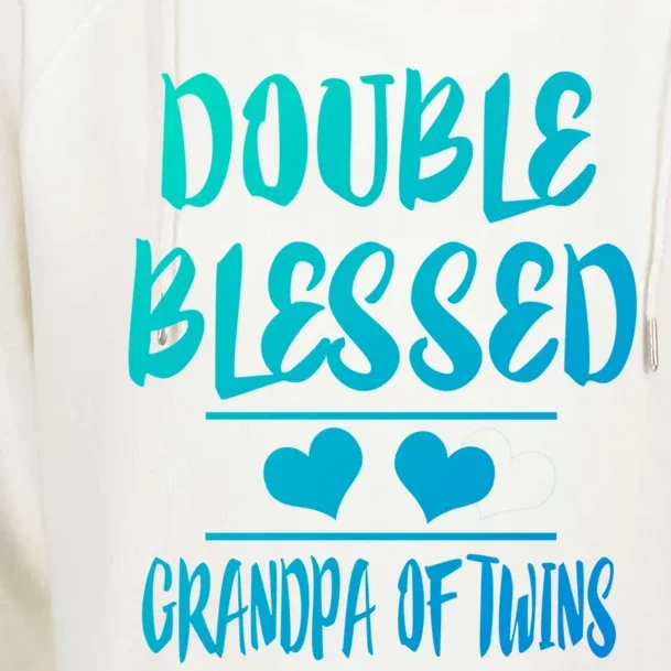 Double Blessed Grandpa Of Twins Grandfather Gift Womens Funnel Neck Pullover Hood