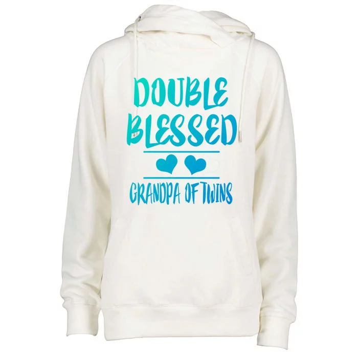 Double Blessed Grandpa Of Twins Grandfather Gift Womens Funnel Neck Pullover Hood