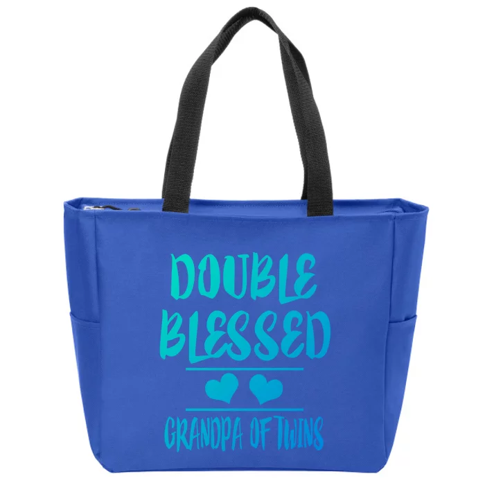 Double Blessed Grandpa Of Twins Grandfather Gift Zip Tote Bag