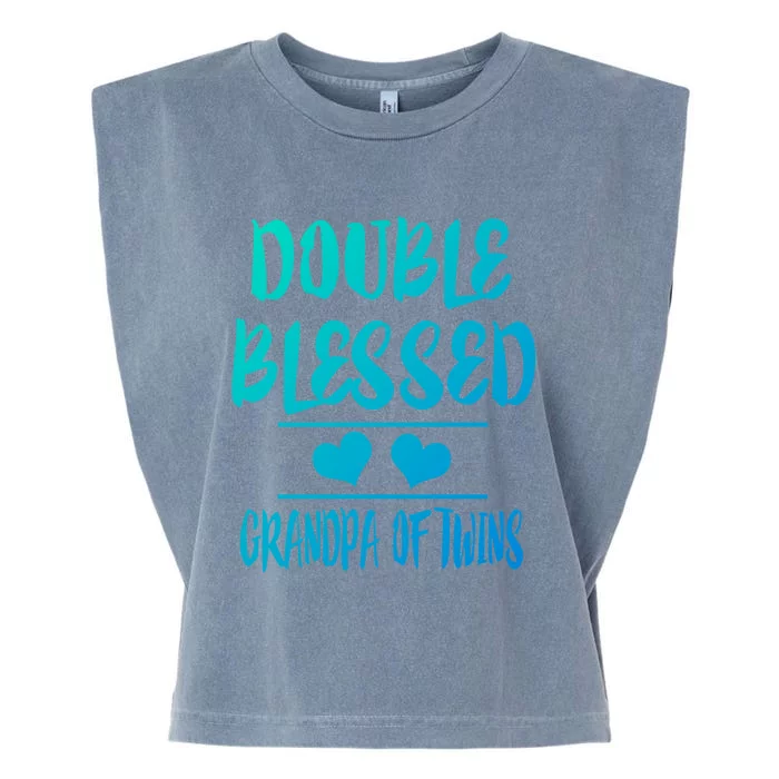 Double Blessed Grandpa Of Twins Grandfather Gift Garment-Dyed Women's Muscle Tee