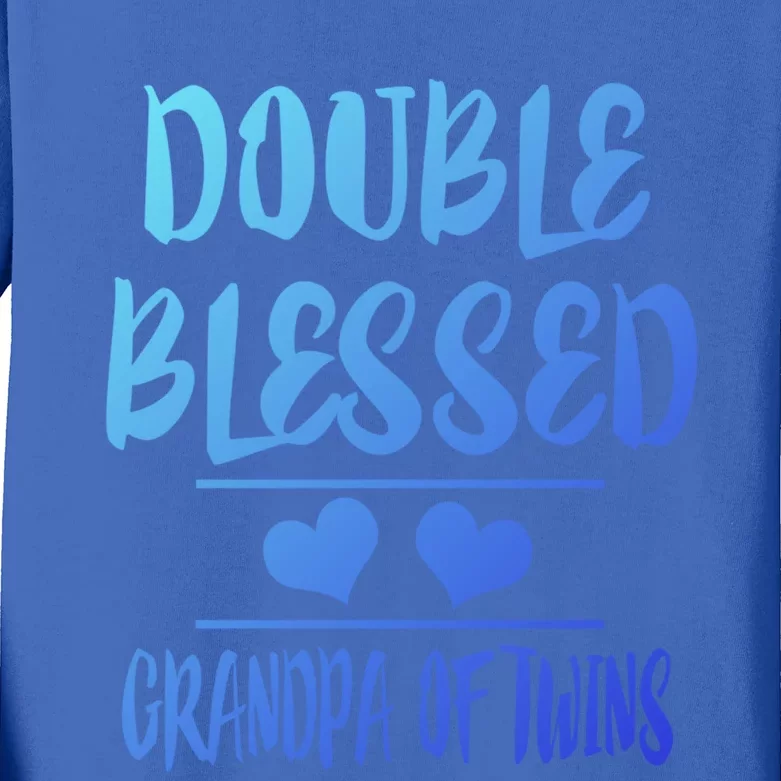 Double Blessed Grandpa Of Twins Grandfather Gift Kids Long Sleeve Shirt