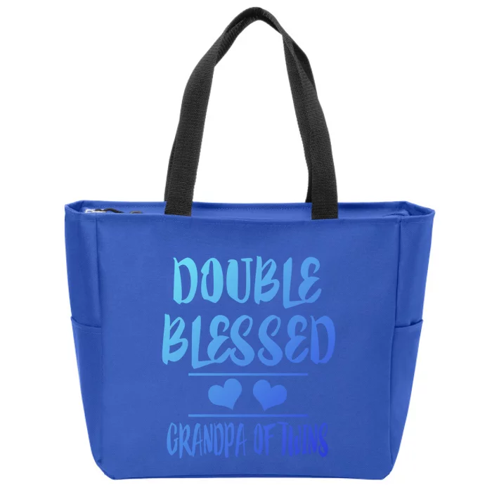 Double Blessed Grandpa Of Twins Grandfather Gift Zip Tote Bag