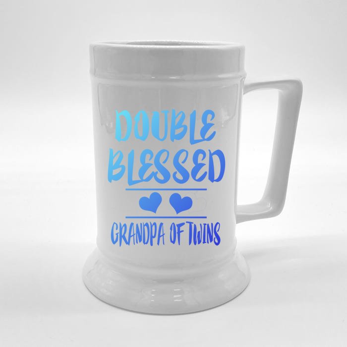 Double Blessed Grandpa Of Twins Grandfather Gift Front & Back Beer Stein