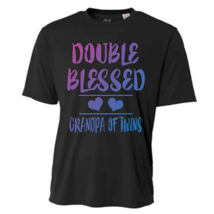 Double Blessed Grandpa Of Twins Grandfather Gift Cooling Performance Crew T-Shirt