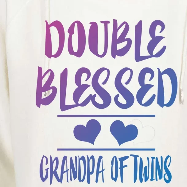 Double Blessed Grandpa Of Twins Grandfather Gift Womens Funnel Neck Pullover Hood