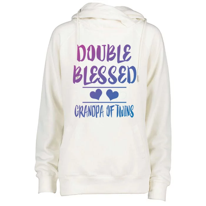 Double Blessed Grandpa Of Twins Grandfather Gift Womens Funnel Neck Pullover Hood